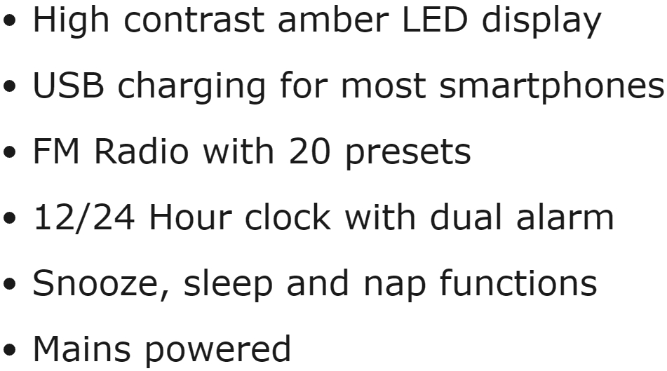 GOODMANS ALARM CLOCK WITH DUAL USB CHARGING GCRUSB03 Talmir Home Tech